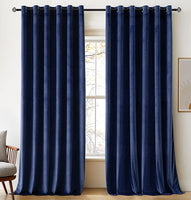 1 x RAW Customer Returns Woaboy Super Soft Velvet Curtains 90 Drop for Living Room Luxury Eyelet Drapes Blackout for Bedroom Window Treatment Thermal Insulated Soundproof Room Darkening W 90 x L 90 Navy Blue 2 Panels - RRP £49.99