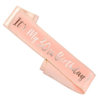 6 x Brand New NETUME Birthday Sash for Women, Rose Gold Birthday Sashes with It s My 30th Birthday Satin Sash for Birthday Party, Personalised Sashes Happy Birthday Sash for Adults Ideal Birthday Accessories Gifts - RRP £24.42