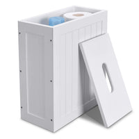 1 x RAW Customer Returns Lantaly Slimline Wooden Bathroom Storage Unit, Toilet Roll Paper Cabinet, Compact Shaker, Multi-Purpose Cleaning Tidy Box - RRP £21.99