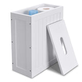 1 x RAW Customer Returns Lantaly Slimline Wooden Bathroom Storage Unit, Toilet Roll Paper Cabinet, Compact Shaker, Multi-Purpose Cleaning Tidy Box - RRP £21.99