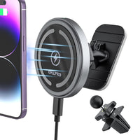 1 x RAW Customer Returns OHLPRO MagSafe Car Mount Charger iPhone Wireless Car Charger, Stick on Dashboard Magnetic Phone Holder Mount for iPhone 15 Pro Plus Max 14 13 12 Series, 15W Fast Charging, Aluminum Shell - RRP £27.38