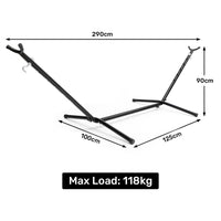 1 x RAW Customer Returns BEJOY Double Hammock with Stand,Extra Large Cotton Cloth and Adjustable Heavy-Duty Steel Frame for Indoor Outdoor Garden Camping Swing for Adult Kids,Camping Patio Bed Swing, Dark gray - RRP £80.99