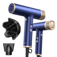 1 x RAW Customer Returns YAPOY Professional Hair Dryer with Diffuser Fast Drying 200 Million Ionic Blow Dryer with 110, 000 RPM High-Speed No Heat Damage Intelligent Thermo-Control Low Noise - Blue - RRP £79.99