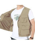 1 x RAW Customer Returns Sukany Men s Summer Utility Safari Fishing Vest Travel Cargo Work Shooting Military Waistcoat Lightweight Sleeveless Adventurer Gilet Multi Pocket Jackets Khaki L - RRP £24.98