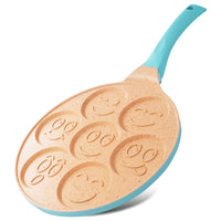 3 x RAW Customer Returns joeji s Kitchen 7 Hole Pancake Pan 26cm - Smiley Faces Mold - Non Stick and Induction Suitable - Lightweight Cast Aluminium - Mini Pancakes - Fun Kids Breakfast - Blue - RRP £67.47