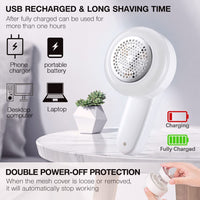 1 x RAW Customer Returns Lint Remover, Electric Fabric Shaver Bobble Remover for Clothing with 3 Blades USB, Portable Quick Debobbler clothes Shaver Lint Roller Carpet Blanket Sweater Fuzz Pilling Fluff Remover for Clothes - RRP £13.99