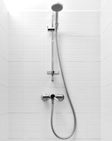 1 x RAW Customer Returns QWORK 26 Inch Adjustable Shower Riser Rail with Sliding Shower Head Bracket, 304 Stainless Steel Brushed Finish Shower Rail Kit 66 cm  - RRP £20.38