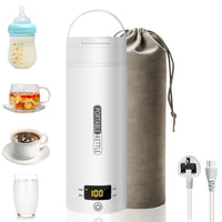 1 x RAW Customer Returns Small Electric Travel Kettle, 500ML 300W Portable Kettle Mini 316 Stainless Steel Water Cup, Automatic Shut-off Heating, with Reversible Lid for Tea, Coffee, Baby Milk,Flip Cover White  - RRP £27.99