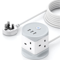 7 x RAW Customer Returns Cube Extension Lead 5M with USB Slots, Chiefox 4 Way Plug Extension Cable with 3 USB Ports 5V 2.4A , Desk Extension Cord Socket with Switch, UK Power strip for Deck Home Office Travel Room - RRP £153.93
