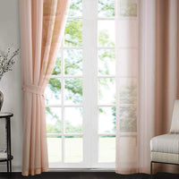 3 x RAW Customer Returns Singinglory Pink Voile Curtains Set of 2 with Tiebacks, Blush Pink Sheer Net Solid Transparent Window Drop Pink,52X90  - RRP £65.94