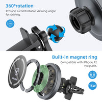 1 x RAW Customer Returns OHLPRO MagSafe Car Mount Charger iPhone Wireless Car Charger, Stick on Dashboard Magnetic Phone Holder Mount for iPhone 15 Pro Plus Max 14 13 12 Series, 15W Fast Charging, Aluminum Shell - RRP £27.38
