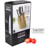 1 x RAW Customer Returns Sabatier Professional Curved 5 Piece Knife Block Set - Solid Oak, Full Tang Knives, High Carbon Steel, Taper Ground Blades, Triple Rivet Comfort Handles. Sharper for Longer. by Taylors Eye Witness. - RRP £105.36
