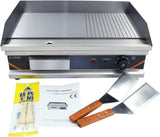 1 x RAW Customer Returns DULNICE Commercial Electric Griddle, 54cm Countertop Grill Grooved Flat Top Stainless Steel Kitchen Grills with Thermostatic Control, Hot Plate BBQ Grill for Fry Eggs Pies Hamburgers Bacon 3000W - RRP £159.0