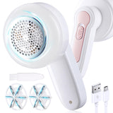 1 x RAW Customer Returns Lint Remover, Electric Fabric Shaver Bobble Remover for Clothing with 3 Blades USB, Portable Quick Debobbler clothes Shaver Lint Roller Carpet Blanket Sweater Fuzz Pilling Fluff Remover for Clothes - RRP £13.99