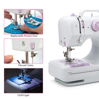 1 x RAW Customer Returns Mini Sewing Machine for Beginner by Campumer - Small Electric Sewing Machines with 2 Speed 12 Built-in Stitch Patterns CP-054-UK-A3 - RRP £23.99