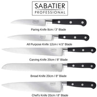 1 x RAW Customer Returns Sabatier Professional Curved 5 Piece Knife Block Set - Solid Oak, Full Tang Knives, High Carbon Steel, Taper Ground Blades, Triple Rivet Comfort Handles. Sharper for Longer. by Taylors Eye Witness. - RRP £105.36