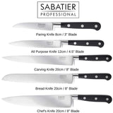 1 x RAW Customer Returns Sabatier Professional Curved 5 Piece Knife Block Set - Solid Oak, Full Tang Knives, High Carbon Steel, Taper Ground Blades, Triple Rivet Comfort Handles. Sharper for Longer. by Taylors Eye Witness. - RRP £105.36