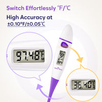 1 x RAW Customer Returns Ovulation Tracker Digital Basal Thermometer Easy Home BBT Thermometer for Fertility Prediction - Basal Body Thermometer for Accurate Temperature Monitoring with Premom App Purple DMT-3018 - RRP £8.99