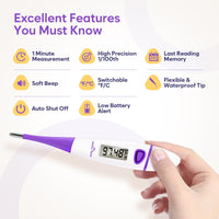 1 x RAW Customer Returns Ovulation Tracker Digital Basal Thermometer Easy Home BBT Thermometer for Fertility Prediction - Basal Body Thermometer for Accurate Temperature Monitoring with Premom App Purple DMT-3018 - RRP £8.99