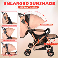 1 x RAW Customer Returns Polegas Baby Pushchair, Lightweight Foldable Stroller, Pram with Extra-Large Hood,Mosquito Net, Five-Point Harness, Upgraded Wheels, Suitable from Birth to Approx. 3 Years 0-15 kg  - RRP £94.99