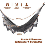1 x RAW Customer Returns BEJOY Double Hammock with Stand,Extra Large Cotton Cloth and Adjustable Heavy-Duty Steel Frame for Indoor Outdoor Garden Camping Swing for Adult Kids,Camping Patio Bed Swing, Dark gray - RRP £80.99
