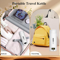 1 x RAW Customer Returns Small Electric Travel Kettle, 500ML 300W Portable Kettle Mini 316 Stainless Steel Water Cup, Automatic Shut-off Heating, with Reversible Lid for Tea, Coffee, Baby Milk,Flip Cover White  - RRP £27.99