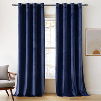 1 x RAW Customer Returns Woaboy Super Soft Velvet Curtains 90 Drop for Living Room Luxury Eyelet Drapes Blackout for Bedroom Window Treatment Thermal Insulated Soundproof Room Darkening W 46 x L 90 Navy Blue 2 Panels - RRP £34.99