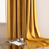 1 x RAW Customer Returns Woaboy Pencil Pleat Velvet Mustard Curtains 90x90 for Living Room Luxury Soft Drapes for Bedroom Window Treatment for Thermal Insulated Room Darkening Mustard Yellow, 2 Panels - RRP £59.99