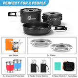 1 x RAW Customer Returns Odoland Camping Cookware Set with Stove Cookware Pan Cup Plates Folding Cutlery Gavette for 1-2 People Lightweight and Compact for Camping Trekking Picnic Hiking - RRP £39.61