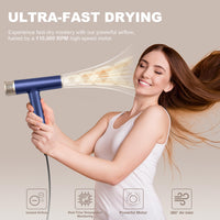 1 x RAW Customer Returns YAPOY Professional Hair Dryer with Diffuser Fast Drying 200 Million Ionic Blow Dryer with 110, 000 RPM High-Speed No Heat Damage Intelligent Thermo-Control Low Noise - Blue - RRP £79.99