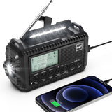 1 x RAW Customer Returns Dab Wind Up Radio, 5000 mAh Solar Powered Emergency Radio with SOS Alarm, Hand Crank Radio with USB Phone Charger, Portable Dab Radio with Flashlight, Headphone Jack and Dual Alarm for Camping - RRP £43.73