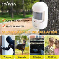 3 x RAW Customer Returns 4VWIN Home Security Wireless Driveway Alarm 1 Receiver and 1 PIR Motion Sensor Detector Infrared Alert System Kit - RRP £56.97