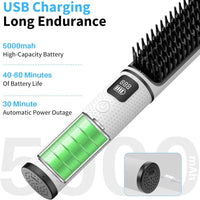 1 x RAW Customer Returns Cordless Hair Straightener Brush, Mini Portable Travel Wireless Straightener Negative Ion with Type-C Rechargeable Anti-Scald Fast Heating 4 Temp Settings, Hair Straighteners Comb for Women Gift - RRP £49.99