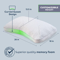 1 x RAW Customer Returns PureComfort Curved Pillow - Adjustable Side Sleeper Pillow for Neck and Shoulder Pain - Cervical Contour Pillow for Sleeping - Memory Foam Loft Pillow for Back or Side Sleepers - RRP £19.99