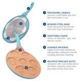 3 x RAW Customer Returns joeji s Kitchen 7 Hole Pancake Pan 26cm - Smiley Faces Mold - Non Stick and Induction Suitable - Lightweight Cast Aluminium - Mini Pancakes - Fun Kids Breakfast - Blue - RRP £67.47