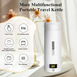 1 x RAW Customer Returns Small Electric Travel Kettle, 500ML 300W Portable Kettle Mini 316 Stainless Steel Water Cup, Automatic Shut-off Heating, with Reversible Lid for Tea, Coffee, Baby Milk,Flip Cover White  - RRP £27.99