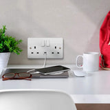 1 x RAW Customer Returns MK ELECTRIC Logic Plus Double Socket K2745WHI with Dual USB Charging Ports type A and C, 2-Gang, 13A , white - RRP £25.69