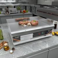 1 x RAW Customer Returns DULNICE Commercial Electric Griddle, 54cm Countertop Grill Grooved Flat Top Stainless Steel Kitchen Grills with Thermostatic Control, Hot Plate BBQ Grill for Fry Eggs Pies Hamburgers Bacon 3000W - RRP £159.0