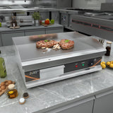 1 x RAW Customer Returns DULNICE Commercial Electric Griddle, 54cm Countertop Grill Grooved Flat Top Stainless Steel Kitchen Grills with Thermostatic Control, Hot Plate BBQ Grill for Fry Eggs Pies Hamburgers Bacon 3000W - RRP £159.0