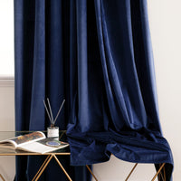 1 x RAW Customer Returns Woaboy Super Soft Velvet Curtains 90 Drop for Living Room Luxury Eyelet Drapes Blackout for Bedroom Window Treatment Thermal Insulated Soundproof Room Darkening W 46 x L 90 Navy Blue 2 Panels - RRP £34.99