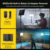 1 x RAW Customer Returns RALENO LED Video Lighting Kit, 2-Pack 192 LEDS Soft Video Panel Light with 180cm Light Stands 1 Handbag, 3200K-5600K Built-in Batteries Studio Lights For YouTube Video Recording Photography Streaming - RRP £169.99