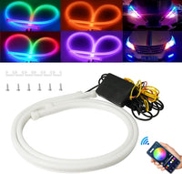 1 x RAW Customer Returns Qasim 60cm Sequential LED Strips APP Bluetooth Control RGB Multi Color Headlight 24 Inch LED Daytime Running Lights Flexible DRL Tube Strip 12V 2-Pack - RRP £28.99