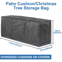 1 x RAW Customer Returns GARPROVM Garden Cushion Storage Bag, 420D Oxford Fabric Garden Furniture Cushion Storage Bag Outdoor Cushion Storage Bags with Handle Zipper Storage Bag for Outdoor Cushions 125x40x55 cm, Black  - RRP £13.58