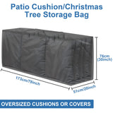 1 x RAW Customer Returns GARPROVM Garden Cushion Storage Bag, 420D Oxford Fabric Garden Furniture Cushion Storage Bag Outdoor Cushion Storage Bags with Handle Zipper Storage Bag for Outdoor Cushions 125x40x55 cm, Black  - RRP £13.58