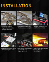 1 x RAW Customer Returns Qasim 60cm Sequential LED Strips APP Bluetooth Control RGB Multi Color Headlight 24 Inch LED Daytime Running Lights Flexible DRL Tube Strip 12V 2-Pack - RRP £28.99