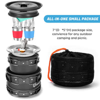 1 x RAW Customer Returns Odoland Camping Cookware Set with Stove Cookware Pan Cup Plates Folding Cutlery Gavette for 1-2 People Lightweight and Compact for Camping Trekking Picnic Hiking - RRP £39.61