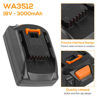 1 x RAW Customer Returns LabTEC WA3512 18V 3000mAh Lithium Battery Replacement for Worx 18V Battery WA3525 WA3578 WA3520 WA3575 WA3512 WA3512.1 WA3522 WA3544 WA3671 Cordless Power Tool Battery - RRP £23.99