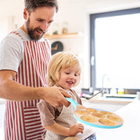 3 x RAW Customer Returns joeji s Kitchen 7 Hole Pancake Pan 26cm - Smiley Faces Mold - Non Stick and Induction Suitable - Lightweight Cast Aluminium - Mini Pancakes - Fun Kids Breakfast - Blue - RRP £67.47