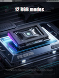 1 x RAW Customer Returns llano V10 Gaming Laptop Cooling Pad, RGB Laptop Cooler Stand with 4.72 Inch External Powerful Cooling Fan, Rapid Cooling Computer 13-17.3in, Action Button Control, 3 Adjustable Stand, 4-Port USB C A - RRP £125.99