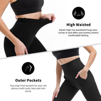 1 x RAW Customer Returns SINOPHANT High Waisted Leggings with Pockets for Women, Buttery Soft Elastic Opaque Tummy Control Stretchy Yoga Pants Trousers 3 Pack, Black,S-M - RRP £22.99
